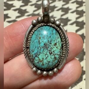 Sterling silver turquoise pendant vintage southwest